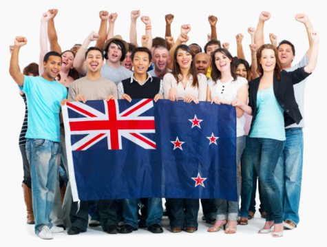 Group of people holding Australian flag